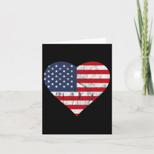 Carte 4 Juillet Drapeau Américain Vintage Coeur Maigre E