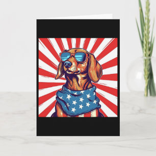 Carte 4 juillet drôle dachsund chien saucisse weenie usa