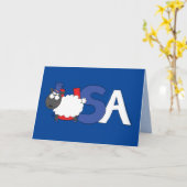 Carte 4 juillet Drôle USA Sheep (Fleur jaune)