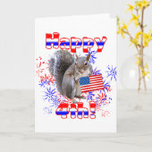 Carte 4 juillet écureuil (Fleur jaune)