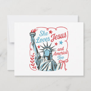 Carte 4 juillet Elle aime Jésus et l'Amérique aussi Chri
