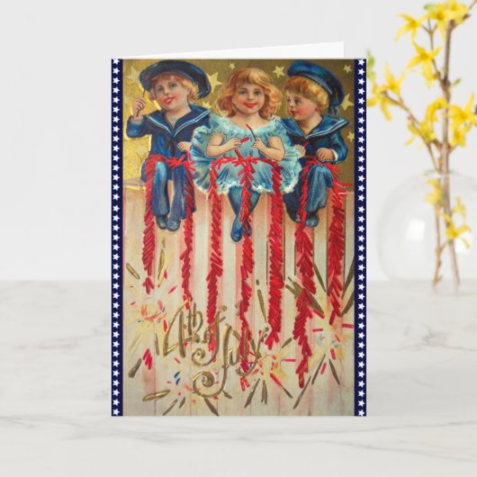 Carte 4 juillet enfants (Fleur jaune)