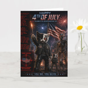 Carte 4 juillet/Fête de l'Indépendance/chat cyborg