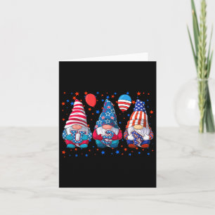 Carte 4 juillet gnomes mignons drapeau américain des Éta