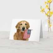 Carte 4 juillet Golden Retriever (Fleur jaune)