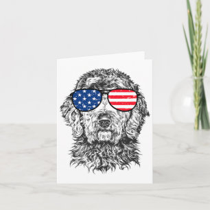 Carte 4 juillet Goldendoodle Doodle Chien Patriotique Us