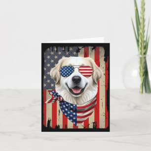 Carte 4 juillet Grand Pyrenees Chien Drapeau américain U