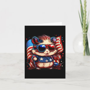 Carte 4 juillet hamster patriotique drapeau américain