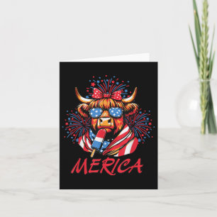 Carte 4 juillet Highland Cow Popsicle Firework Usa Ame