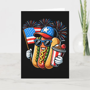 Carte 4 juillet hot-dog jour de l'indépendance patriotiq
