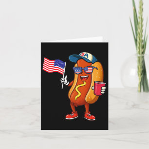 Carte 4 juillet Hotdog Funny Quatrième Juillet Patriotiq