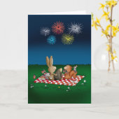 Carte 4 juillet humoristique avec Fireworks - Amis (Fleur jaune)