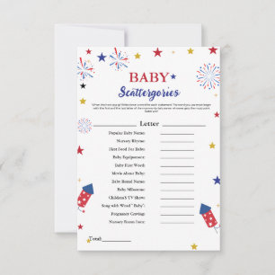 Carte 4 juillet jeux de baby shower pour bébés
