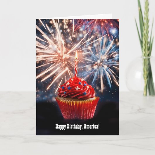 Carte 4 juillet Joyeux anniversaire American Fireworks (Devant)