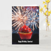 Carte 4 juillet Joyeux anniversaire American Fireworks (Fleur jaune)