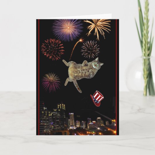 Carte 4 juillet Kitty et Fireworks (Devant)