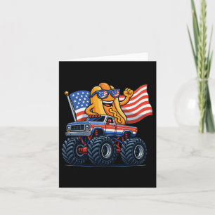 Carte 4 juillet Monster Truck Hot Dog Drapeau Américain