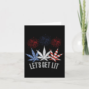 Carte 4 juillet Obtenons Lit Weed Drapeau américain