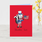 Carte 4 juillet Oncle Sam Skunk Drôle (Fleur jaune)