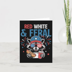 Carte 4 juillet Patriotique Raccoon Drôle Citation Rouge