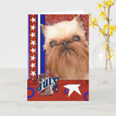 Carte 4 juillet pétard - griffon de Bruxelles (Fleur jaune)