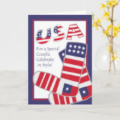 Carte 4 juillet pour deux Chaussettes patriotiques (Fleur jaune)