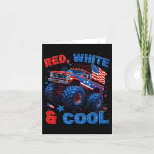 Carte 4 juillet Rouge Blanc Et Cool Monster Camion Feu