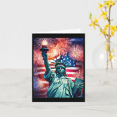 Carte 4 juillet Statut Patriotique De Liberté Drapeau Am (Fleur jaune)