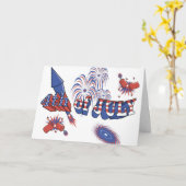 Carte 4 JUILLET USA-Rocket (Fleur jaune)