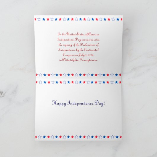 Carte 4 juillet vintage (Intérieur)