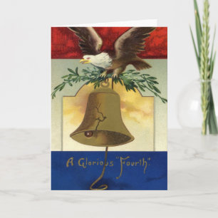 Carte 4 juillet vintage avec Eagle et Liberty Bell