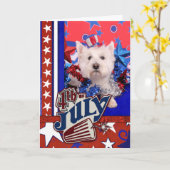 Carte 4 juillet - Westie - polo (Fleur jaune)