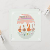 Carte 4 lapins de Pâques à table (Devant/Arrière en situation)