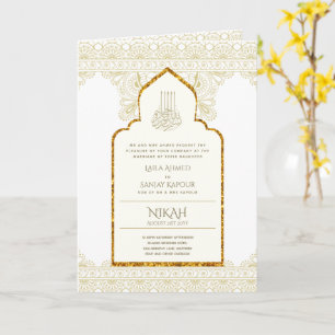 Carte 4 Page OR Orné islamique NIKAH WALIMA Mariage