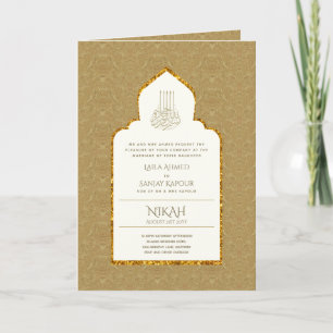 Carte 4 Page OR Orné islamique NIKAH WALIMA Mariage C