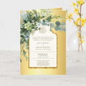 Carte 4 Page OR VERDURE Islamique NIKAH WALIMA Mariage (Fleur jaune)