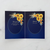 Carte 4 pg d'invitations de BODA espagnol, Blue Sunflowe (Intérieur)