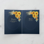 Carte 4 pg d'invitations de BODA espagnol, Blue Sunflowe (Intérieur)