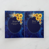 Carte 4 pg d'invitations de BODA espagnol, Blue Sunflowe (Intérieur)