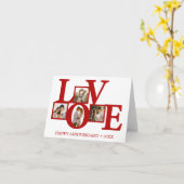 Carte 4 Photo Collage Red Love Happy Anniversaire (Fleur jaune)