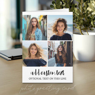 Carte 4 photos en collage - 2 lignes de texte - Peut mod