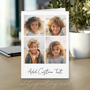 Carte 4 photos en collage - Blanc avec type de script
