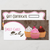 Carte 4"x9" Certificat cadeau Coupe gâteaux boulangerie (Devant / Derrière)