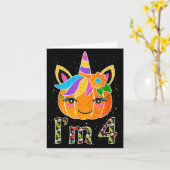 Carte 4 Years Old Unicorn Pumpkin Cute Design Birthday H (Fleur jaune)