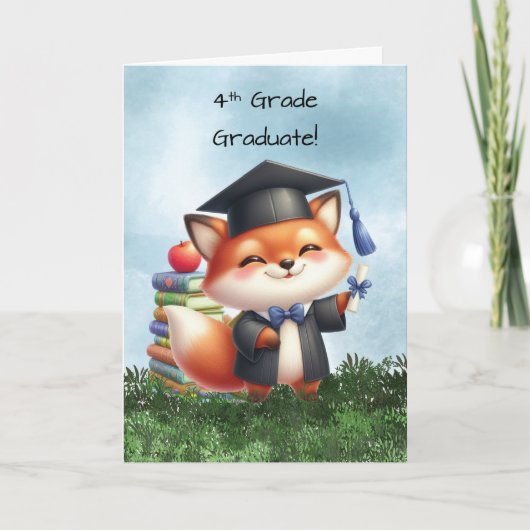 Carte 4e année d'études Boy Fox Félicitations (Devant)
