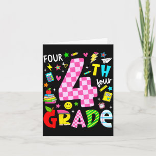 Carte 4e année rétro coloré retour à l'école