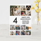 Carte 4e anniversaire 13 Photo Collage noir et blanc (Fleur jaune)