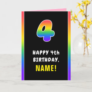 Carte 4e anniversaire : Arc-en-ciel coloré # 4, Nom pers