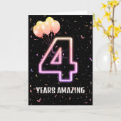 Carte 4e anniversaire Ballons et Confetti (Fleur jaune)