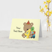 Carte 4e anniversaire Bear Boy (personnalisable) (Fleur jaune)